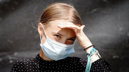 Greta Thunberg auf dem Weg ins Kanzleramt.