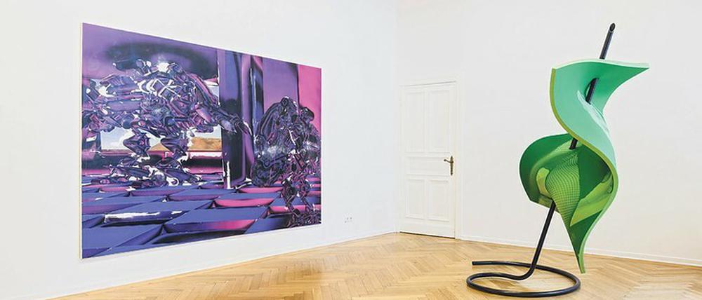 "Untitled 2020" von Manuel Resch und Maxililian Maria Willeit (l.) und "Tourist Trap" von Billie Clarken (r.) 
