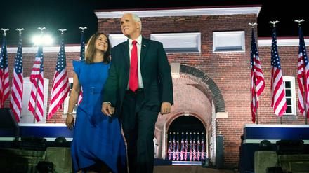 US-Vizepräsident Mike Pence am Mittwochabend vor seiner Rede auf dem überwiegend virtuellen Parteitag der Republikaner.