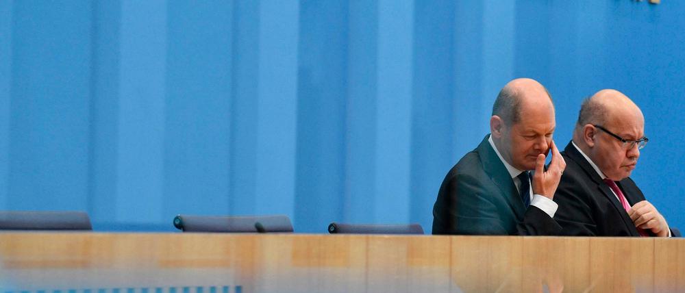 Olaf Scholz und Peter Altmaier im März bei der Ankündigung des großen Corona-Pakets.