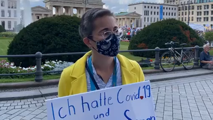 FDP-Politikerin Karoline Preisler auf der Corona-Demo in Berlin.