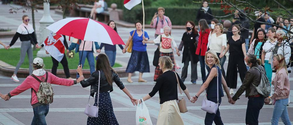 Friedliche Proteste in Minsk.