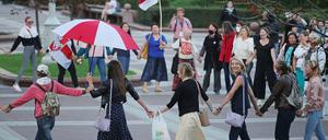 Friedliche Proteste in Minsk.
