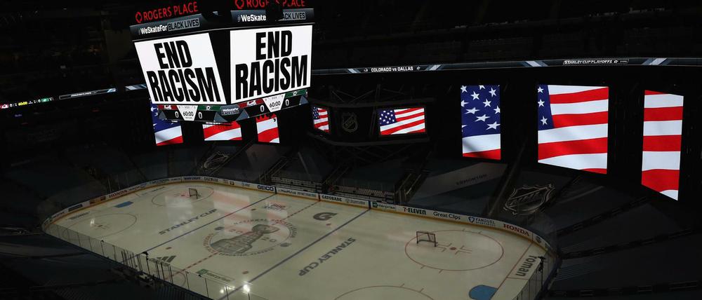 Klare Ansage. Das Eis in der NHL, hier in Edmonton, bleibt leer.