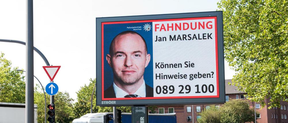 Ein Fahndungsaufruf nach Jan Marsalek, Ex-Vertriebsvorstands des Dax-Konzerns Wirecard, in Hamburg.