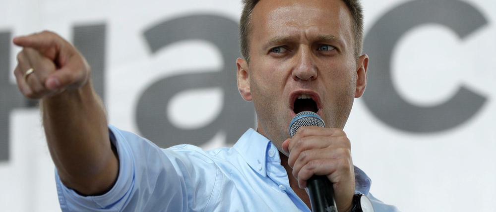 Alexej Nawalny, Oppositionsführer aus Russland, bei einem Protest in Moskau.