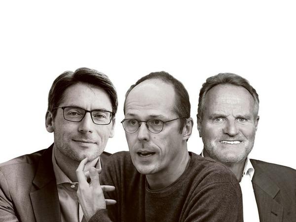Porträtbilder der drei Gastautoren in einer Kombo.
