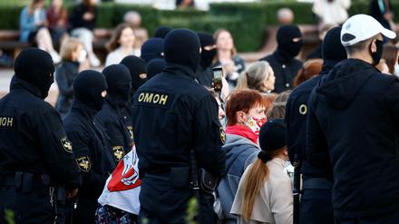 Proteste in Belarus. Mehrere Journalisten wurden im Vorfeld festgenommen.