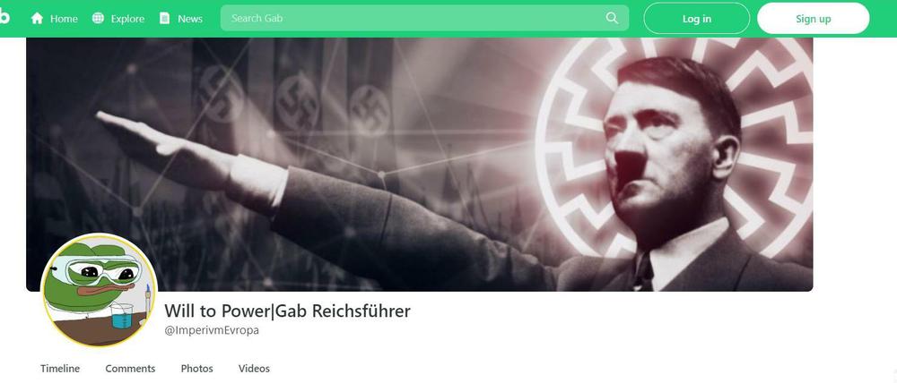 Profil des Nutzers „Will to Power“ auf „gab“.
