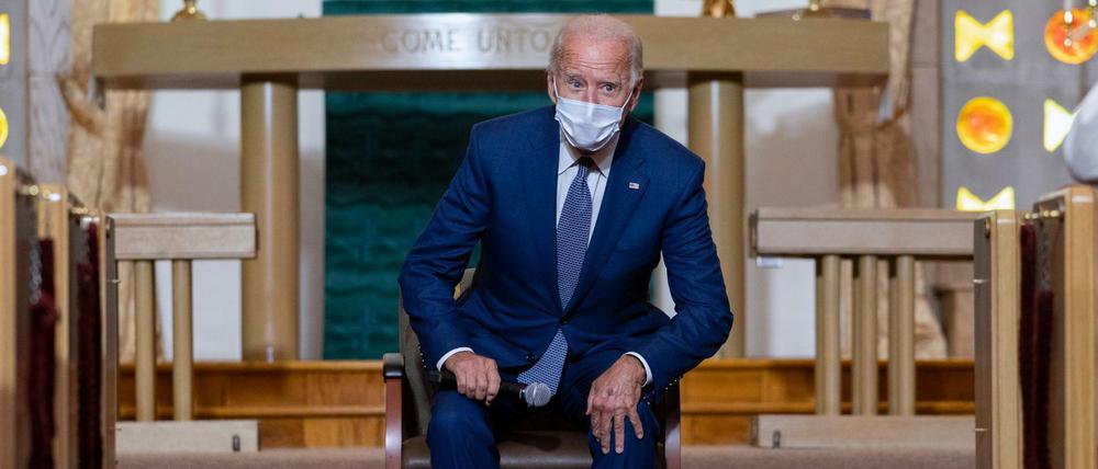 Gut zuhören: Der demokratische Präsidentschaftskandidat Joe Biden in der Grace Lutheran Church in Kenosha/Wisconsin.