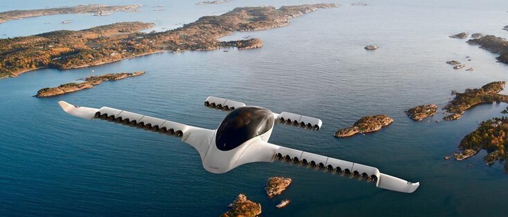 Simulation eines Flugtaxis des Münchner Herstellers Lilium. Das Unternehmen will ab 2025 vollelektrische Jets produzieren.