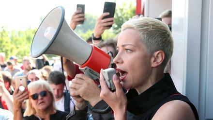 Maria Kolesnikowa bei einer Kundgebung in Minsk (Archivbild)