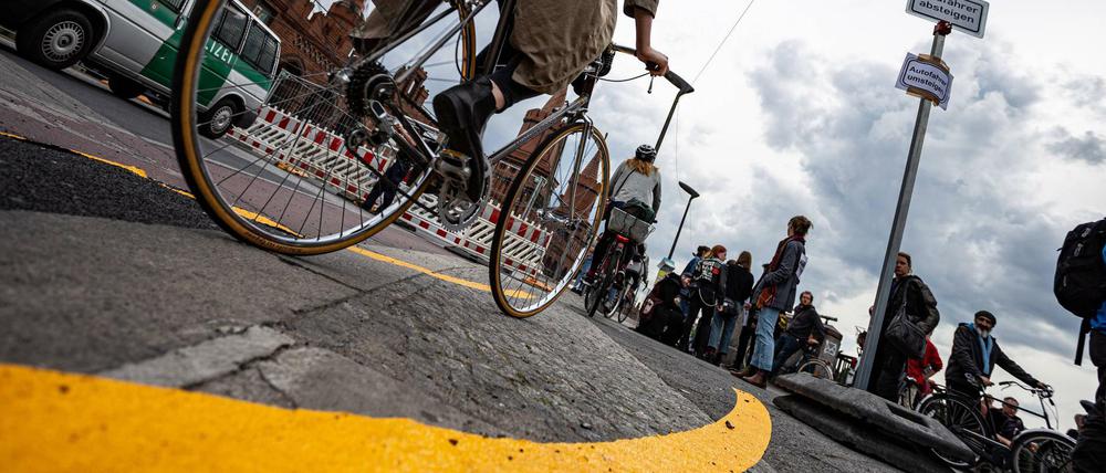 Gelb markiert. Rund 25 Kilometer Pop-up-Radwege gibt es mittlerweile in Berlin.