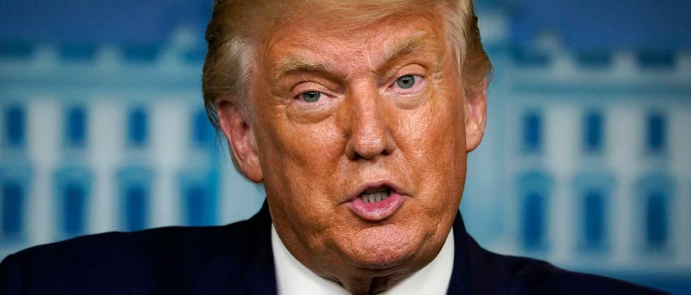 Donald Trump, Präsident der USA, spricht auf einer Pressekonferenz im Weißen Haus