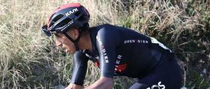 Egan Bernal brach am Grand Colombier ein.