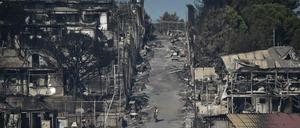 Das zerstörte Camp in Moria auf der Insel Lesbos.