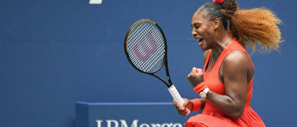 Geschafft! Serena Williams nach dem Matchball.
