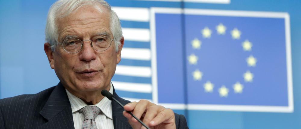 Der EU-Außenbeauftragte Josep Borrell am Montag nach dem Treffen der europäischen Außenminister in Brüssel.