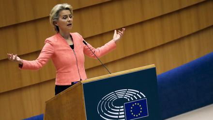 Ursula von der Leyen, Präsidentin der Europäischen Kommission, bei ihrer ersten Rede zur Lage der Union. 