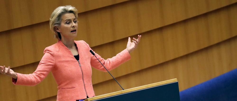 Ursula von der Leyen, Präsidentin der Europäischen Kommission, bei ihrer ersten Rede zur Lage der Union.