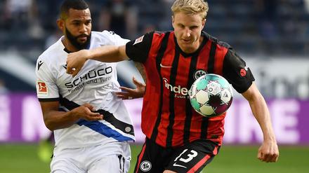 Bielefelder Torschütze: Cebio Soukou. Die Arminia spielte zum Bundesliga-Auftakt 1:1 in Frankfurt.