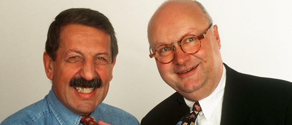 "Noch Fragen, Kienzle?" Die Schlagabtausche, die sich Ulrich Kienzle (li.) und Bodo H. Hauser einst in der ZDF-Sendung "Frontal" geliefert haben, sind legendär. Nun bekommen auch die ARD-"Tagesthemen" eine "Pro & Contra"-Rubrik.