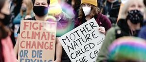 Berliner Anhänger der Klimaschutzbewegung Fridays for Future beim globalen Klimastreik am Freitag. 