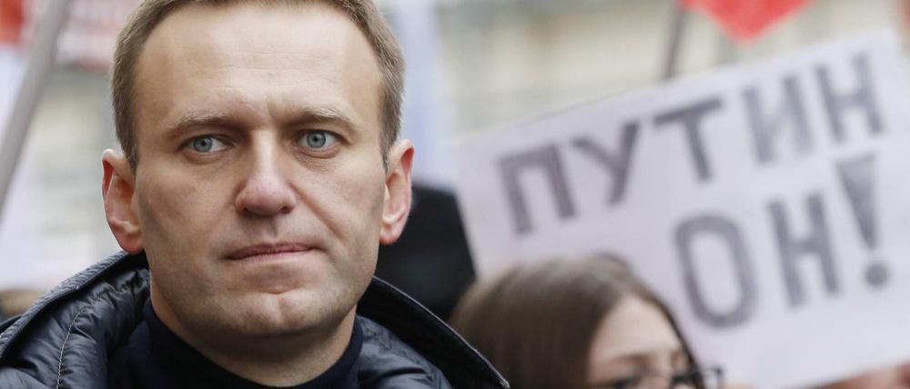 Alexej Nawalny bei einer Demonstration im Moskau im Februar 2020