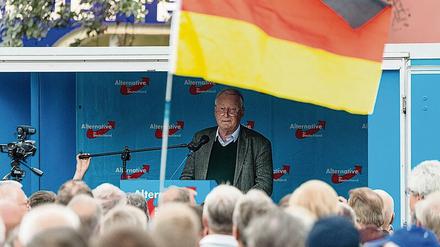 Für rechtes Gedankengut empfänglich: In Bautzen holte die AfD bei der Landtagswahl 2019 die meisten Zweitstimmen. Im Bild Alexander Gauland, inzwischen Ehrenvorsitzender der Partei, bei einer Kundgebung auf dem Bautzener Kornmarkt. 