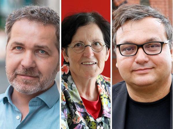 Appell in der Coronakrise: Sören Benn aus Pankow, Dagmar Pohle aus Marzahn-Hellersdorf, Michael Grunst aus Lichtenberg und Klaus Lederer (von links).