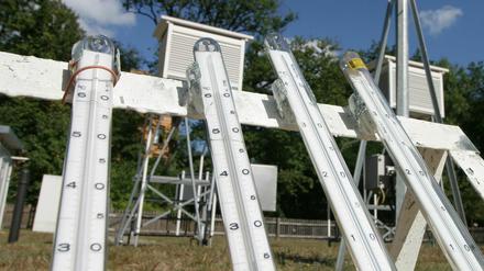 Jugendliche werten assistiert Daten von Wetterstationen aus.