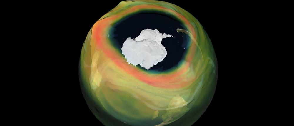 Grafische Darstellung des Ozonlochs über der Antarktis