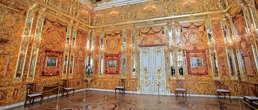 Alte Pracht. Die Kopie des Bernsteinzimmers im Katharinenpalast bei St. Petersburg.