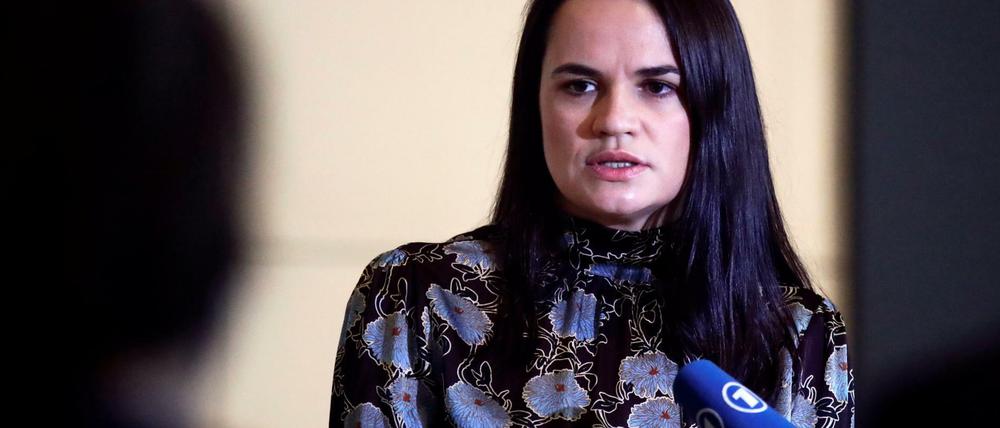 Zum Gespräch in Berlin: Swetlana Tichanowskaja. 