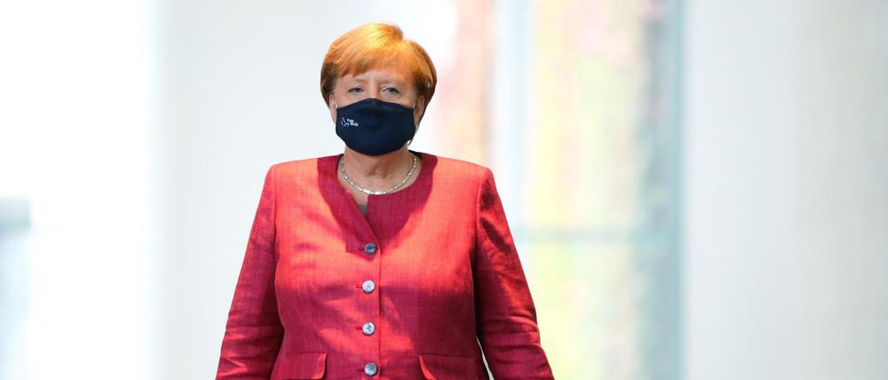 Bundeskanzlerin Angela Merkel nach einer Videokonferenz mit Bürgermeistern großer deutscher Städte