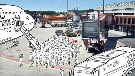 2014 landete der Siegerflieger mit frisch gekürten Fußball-Weltmeistern in Tegel. Fans bejubelten den Pokal.