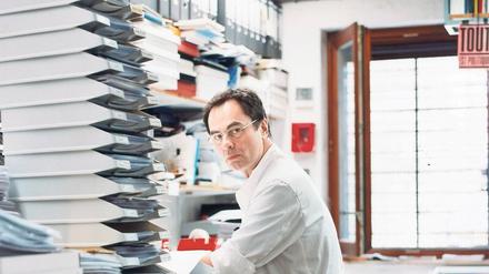 Bei der Arbeit in seinem Verlagsgebäude: Gerhard Steidl, 1950 in Göttingen geboren.