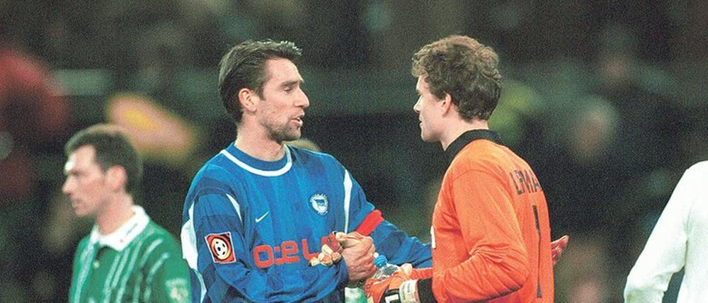 Früher Gegner, heute zusammen in Herthas Führungsriege: Michael Preetz (links) und Jens Lehmann.
