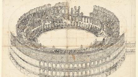 Das Colosseum aus der Vogelperspektive, um 1760-1770.