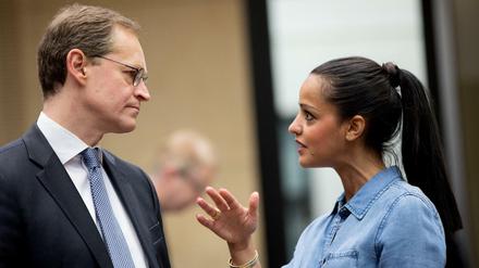 Berlins Regierender Bürgermeister Michael Müller (SPD) und die Berliner Staatssekretärin Sawsan Chebli wollen beide in den Bundestag.