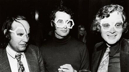 Die Tegel-Architekten Nickels, Marg und von Gerkan (v. l. n. r.) bei der Eröffnungsparty 1974.