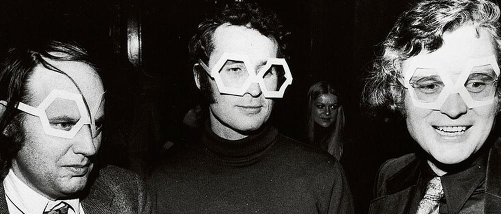 Die Tegel-Architekten Nickels, Marg und von Gerkan (v. l. n. r.) bei der Eröffnungsparty 1974.