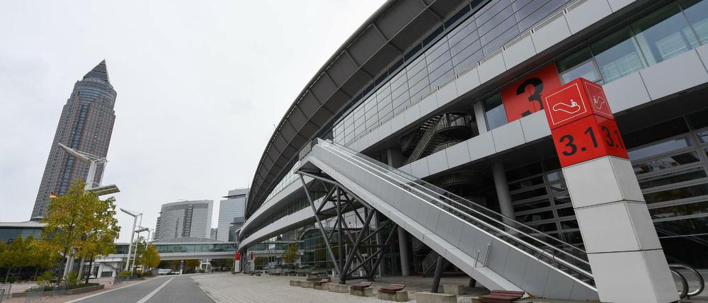 Die still stehende Rolltreppe an der Messehalle 3, auf der sich sonst die Besucher der Frankfurter Buchmesse bewegen.