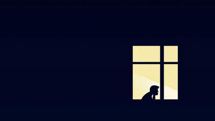 Creative Highlights Symbolfotos Einsame Figur im beleuchteten Fenster *** Lonely figure in a lighted window PUBLICATIONxINxGERxSUIxAUTxONLY Copyright: xJonxBerkeleyx 10130093