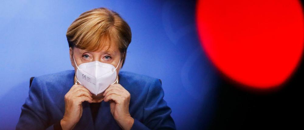 Bundeskanzlerin Angela Merkel vor der Pressekonferenz im Kanzleramt.