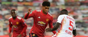Marcus Rashford (l.) traf gleich dreimal gegen Leipzig. 