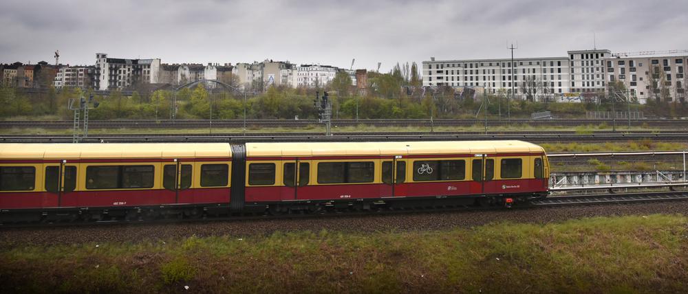 Eine S-Bahn rollt durch Prenzlauer Berg. 