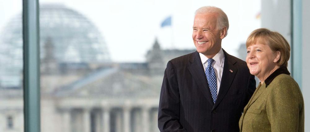 Damals - und morgen wieder? Bundeskanzlerin Angela Merkel empfing Joe Biden schon mal im Kanzleramt, damals als Barack Obamas Vizepräsident. 