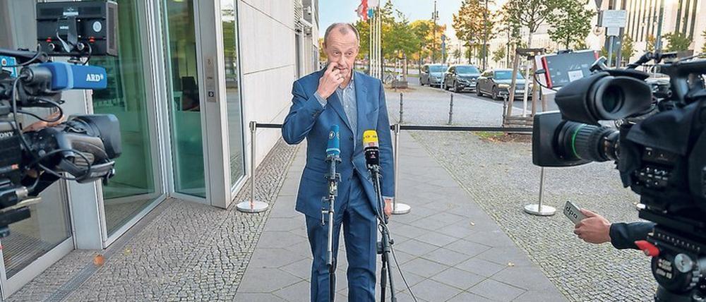 Friedrich Merz vor der CDU-Parteizentrale.