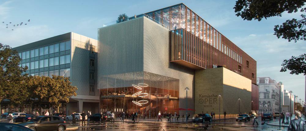 Siegerentwurf für die Komische Oper Berlin, Ansicht Unter den Linden.